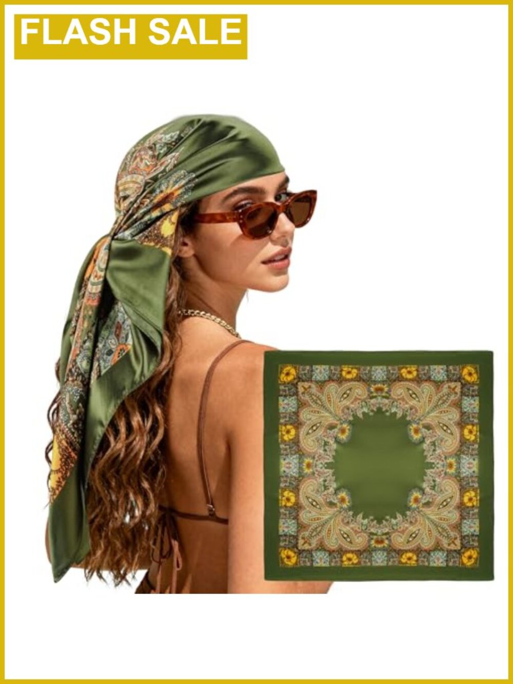 Satin Hair Scarf 35" Large Square Bandana Wrap for Women